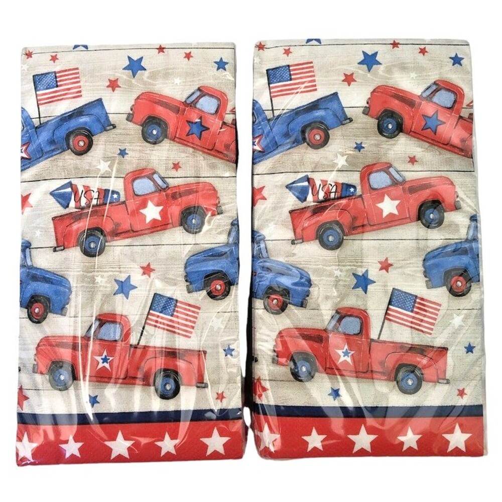 July 4th Paper Napkins Towels Red Farm Truck Beach Summer 26 pk Set of 2